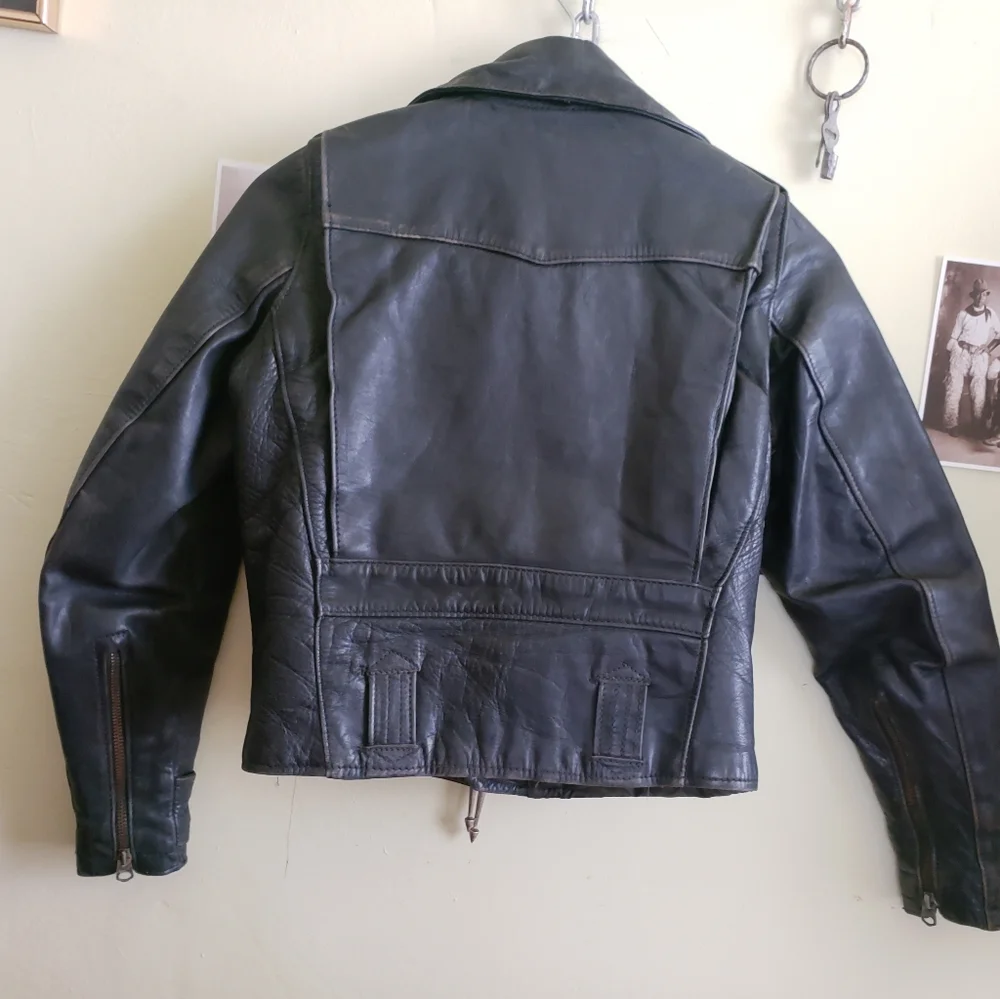 1950s Horsehide Leather Jacket Moto Biker XXS